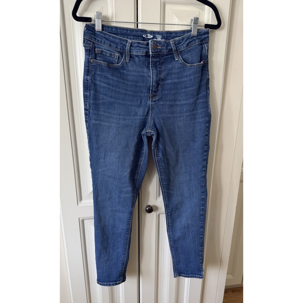 Old Navy Rockstar Super Skinny Jeans Womens 12 High Rise Stretch Denim Blue EUC
